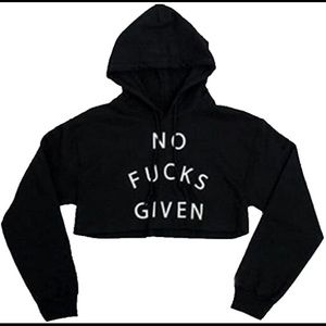 First Class Clothing - No Fucks Given - cropped oversized hoodie - small